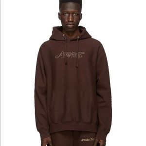 AWAKE NY Brown Classic Outline Logo Hoodie UNISEX